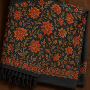 MyEthnix Winter Lightweight Premium Quality Pure <b>Wool</b> Long Rectangular Polka Dot Reversible Durable <b>Shawl</b> Embroidery for Women - Product Image 1