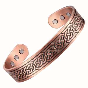 Ensemble bracelet et bague ajustables en alliage de cuivre magnétique vintage pour hommes - Cadeau naturel celtique - Product Image 5
