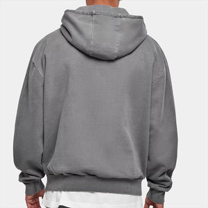 Top High Quality 100% Combed Cotton 380 GSM French Terry <b>Grey</b> Custom Streetwear Hoodie Vintage Hoodies for Men - Product Image 3