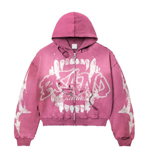 Sweat à capuche délavé pour homme, broderie en relief, 100% coton brossé, design vieilli, logo brodé - Streetwear automne personnalisable - Product Image 4