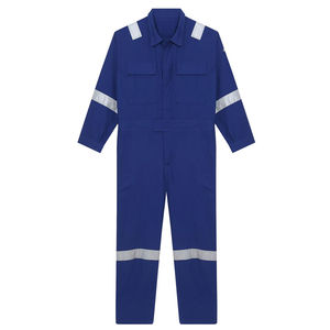 Durable Workshop Safety Coverall Food <b>Factory</b> Work Overalls Reflective Strips Multi-Pocket Dustproof Jumpsuit Made Polyester - Product Image 1