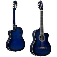 4/4 Blue Classical Guitar Kit Mahogany Neck Glossy Finish Adjustable Truss Rod Tuner Bag Method Book | Midex MGX-100BL-PAK