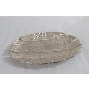 Serveur de sécurité alimentaire exclusif de luxe moderne et classique de créateur performatif en aluminium nickelé de qualité supérieure serveur de plateau rond - Product Image 6