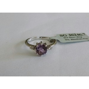 Shah Gems Women's Natural Amethyst <b>Solitaire</b> <b>Ring</b> 925 Sterling <b>Silver</b> Gemstone <b>Ring</b> with Claw Inlay for Engagement - Product Image 2