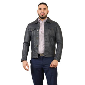 Chaqueta de Cuero Genuino Negra Personalizada para Hombre, de Alta Calidad, Venta Caliente, Informal, para Exteriores, Ajustada, Elegante, Transpirable y Ecológica - Product Image 1