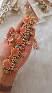 Sabyasachi Inspired Luxury <b>Necklace</b> <b>Set</b> for Women Monalisa Glass Stones Indian Traditional Bridal Jewelry Perfect for <b>Weddings</b> - Product Image 2