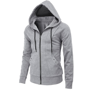 Nouveaux sweats à capuche décontractés pour hommes, zippés, épais, respirants, à motif uni, personnalisables, en polyester/coton - Product Image 2