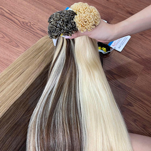 Doble dibujado #613 Rubio VietnameseExtensiones de cabello humano Queratina Extensiones de cabello Mujeres Punta plana Estilo recto Punta plana Extensión de cabello - Product Image 3