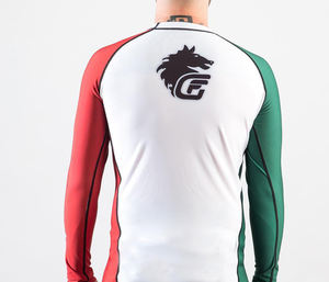 Vente en gros directe usine – Rashguard de Jiu-Jitsu personnalisé à sublimation, manches longues/courtes, avec logo surf pour MMA BJJ – Rashguard homme - Product Image 2