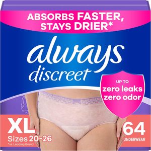 Sous-vêtements d'incontinence pour femmes et post-partum pour adultes, XL, jusqu'à 100% * Protection contre les fuites de vessie, 64 CT - Product Image 3