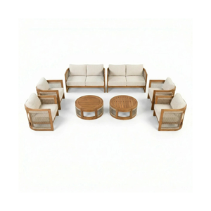 Conjunto de Sofás de Madera de Teca para Patio, 8 Piezas, con Mimbre de Cuerda, Muebles de Jardín para Villa, Resort o Patio Trasero - Product Image 1