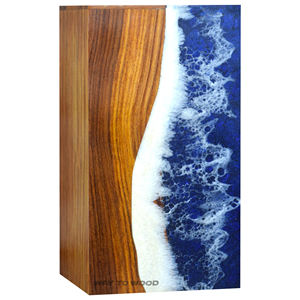 Urnes artisanales de qualité supérieure avec urne en bois incrustée de résine océanique pour cendres humaines-Urnes de crémation pour enterrement ou affichage à la maison- - Product Image 1