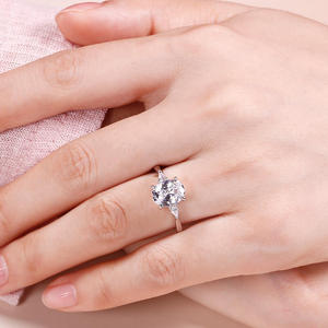 Bague de mariage Jeulia à trois pierres en diamant taille ovale en argent sterling - Product Image 6