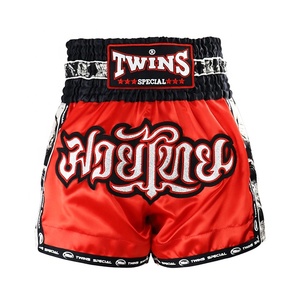 กางเกงมวยไทยคู่แฝดคุณภาพสูง ผ้าซาติน เอวยืดหยุ่นสบาย รับสกรีนโลโก้ สำหรับศิลปะการต่อสู้ มวยไทย คิกบ็อกซิ่ง ซ้อม และฟิตเนส - Product Image 4