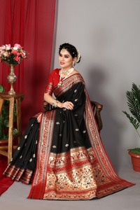Meilleur exportateur, nouveau design tendance, sari en soie Paithani Maruti Fashion MF505, tissage Meenakari, bordure contrastée, tissage Zari - Product Image 6