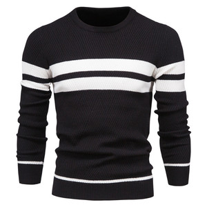 Vente en gros pull décontracté rayé pour hommes 2025 dernière conception pour les hommes automne hiver épais chaud mode pull en tricot de haute qualité - Product Image 5