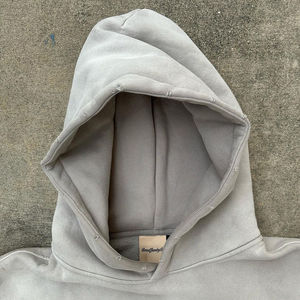 Sudaderas con capucha de alta calidad String less Streetwear Heavy Top Drop Shoulder Heavy última moda pesar Sudaderas con capucha en blanco Negro Sudadera con capucha Hombres - Product Image 2