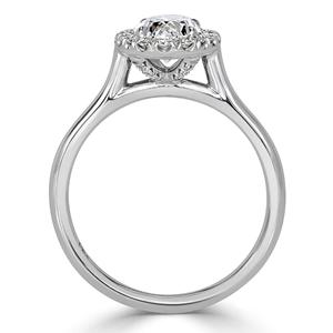 Bague en diamant de laboratoire ovale solitaire fin et précieux, style Art déco, halo, or blanc 18 carats avec certification, bijoux en gros - Product Image 3