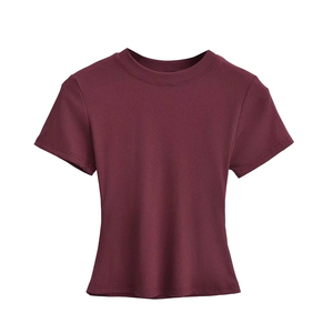 2025 gros nouveau Style côtelé doux automne vêtements tricoté femmes à manches longues T-Shirts tissu meilleure qualité - Product Image 6