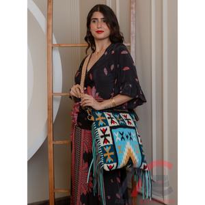 กระเป๋าถือทรงอานม้าสำหรับผู้หญิงสไตล์ตะวันตกสายหนังเครื่องมือกระเป๋าข้างแอซเท็กสำหรับผู้หญิง - Product Image 1