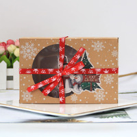 Boîtes à pâtisserie en kraft de qualité alimentaire les plus vendues avec papier sulfurisé et rubans, boîtes à biscuits de Noël avec fenêtre, boîte cadeau avec fenêtre