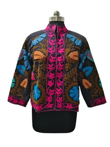 Chaqueta de algodón bordada Suzani Multicolor hecha a mano para mujer chaqueta de mujer artesanal con diseño Floral transpirable - Product Image 3