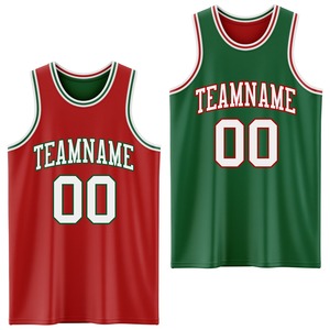 Directement De La Marque Engro Sports Personnalisé Rouge Blanc-Kelly Vert Réversible Double Face Sublimation Basketball Suit Jersey - Product Image 1