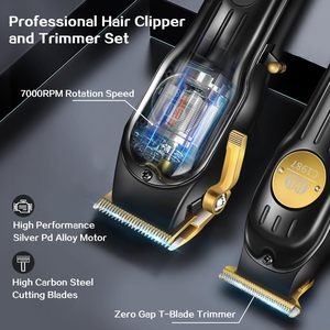 Kit de tondeuses à cheveux sans fil professionnelles, lames en acier inoxydable, rechargeables par USB, pour la coupe de cheveux, la tondeuse à barbe, le rasage - Product Image 6