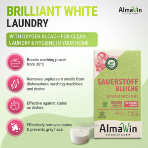 Détergent en poudre blanchissant à base d'oxygène AlmaWin 400g, écologique, sans parfum, à haute teneur en ingrédients (plus de 80%) - Product Image 6