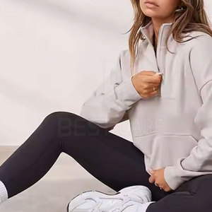 Sweat-shirt demi-zip pour femmes Pull avec col haut Léger Respirant Workout Top Sale - Product Image 6