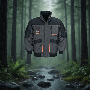 TERRATREND <b>Pilot</b> <b>Jacket</b> in Dark Grey/Black/Orange Stylish Raincoat - Product Image 3