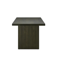 Table à manger rectangulaire moderne Sukavina, plateau en travertin, bois massif naturel, extensible, 6-8 places, fabriquée à Ho Chi Minh City, salle à manger