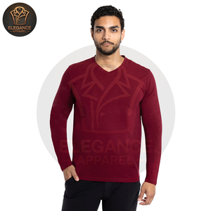 Chemise à manches longues de qualité supérieure Vêtements décontractés élégants Tops à manches longues Fabriqué au Pakistan T-shirt classique à manches longues et col en V pour hommes - Product Image 1