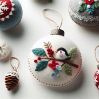 Ornements de Noël ronds en feutre modernes, charmants et fantaisistes, avec impression couleur intégrale, emballage personnalisé, design ludique et amusant