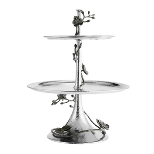 Exhibidor de Frutas de 2 Niveles con Diseño de Capullo de Flor Vintage, Soporte para Pastel de Metal, Decoración de Cocina y Comedor, Acabado Dorado, Hecho a Mano - Product Image 6