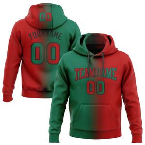 Direct Industry Wholesale Embroidered Custom Stitched <b>Red</b> Kelly Green-Black Gradient Fashion Sports Pullover <b>Sweatshirt</b> Hoodie - Product Image 1