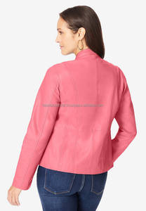 Personalizable sólido de talla grande de las mujeres de cuello alto corto chaqueta de cuero de oveja de punto transpirable alto invierno/otoño - Product Image 4