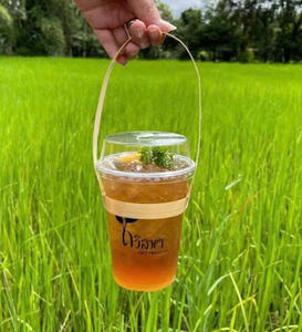 Mango de soporte de taza de bambú ecológico Ideal para contenedores de bebidas frías y calientes - Product Image 1