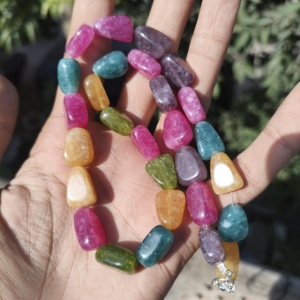 Collier de perles de tourmaline multicolores lisses, pépites de tourmaline rose et verte, collier de pierres précieuses, perles de tourmaline multicolores, pierres précieuses - Product Image 1