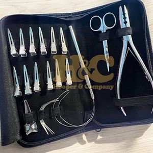 Herramientas Profesionales para el Cabello en Venta, Kit de Herramientas de Acero Inoxidable para Extensiones de Cabello, Tijeras con Logotipo Plateado, Cinta Personalizada con Impresión - Product Image 1