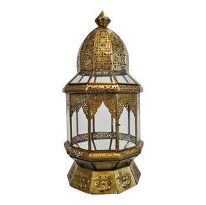 Lanterne marocaine en métal et verre finition or décorative fantaisie pour la maison et les hôtels Décoration d'éclairage de table Lanternes - Product Image 5