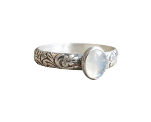 Anillo clásico hecho a mano 925 joyería de plata sólida para mujer 925 plata esterlina piedra lunar piedra preciosa estilo bohemio anillo regalo hermana - Product Image 1