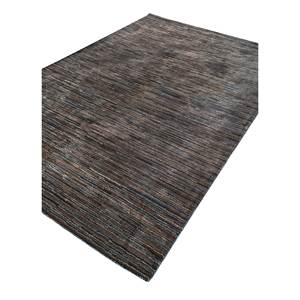 Alfombra Acar Tra-14447 de Lana y Viscosa Hecha a Mano, Diseño Rectangular a Rayas Grises y Negras para Decoración de Sala de Estar - Product Image 2