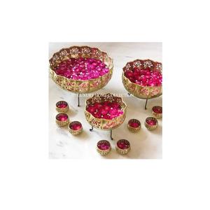 Cuencos Urli para decoración de interiores del hogar con soporte de Color negro de hierro sólido con soporte votivo de primera calidad de diferentes tamaños de Metal Urli - Product Image 1