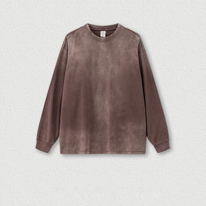 MOTE-MH142เสื้อยืดคู่รักแขนยาวแฟชั่นอเมริกาสำหรับฤดูใบไม้ร่วงและฤดูหนาวเสื้อยืดผ้าฝ้ายสีพื้นแบบสวมหัวสำหรับผู้ชายทรงหลวม260กรัม - Product Image 1