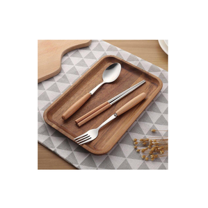 Ensemble de couverts de luxe en acier inoxydable pour mariage, couteau, fourchette, cuillère, avec manche en bois, produit en vente chaude - Product Image 3