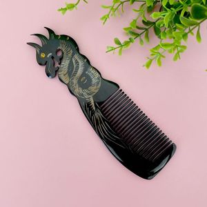 หวีแตรควายธรรมชาติหวีแตรป้องกันไฟฟ้าสถิตย์สำหรับเป็นของขวัญวันหยุดด้วยงานฝีมือจันทร์เสี้ยว - Product Image 4