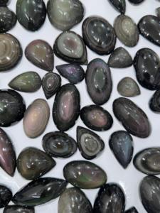 Lote de piedras preciosas sueltas de jaspe verde cabujón colgante de obsidiana arcoíris Natural de calidad AAA + para joyería fina para colgantes de pendientes - Product Image 3