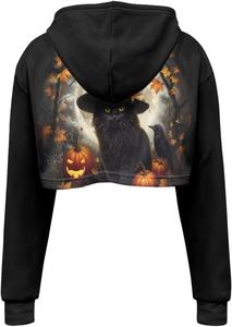 <b>Women</b> Long Sleeve Cropped Hoodies Crop Top <b>Sweatshirt</b> Drawstring Workout Sublimated Crop Hoodie - Product Image 4