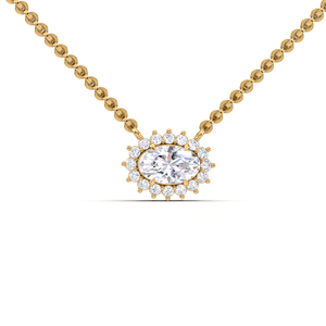 Pendentif solitaire ovale en diamant de laboratoire certifié IGI avec halo, en or jaune/blanc/rose 14 carats, design micro-pavé élégant - Product Image 4